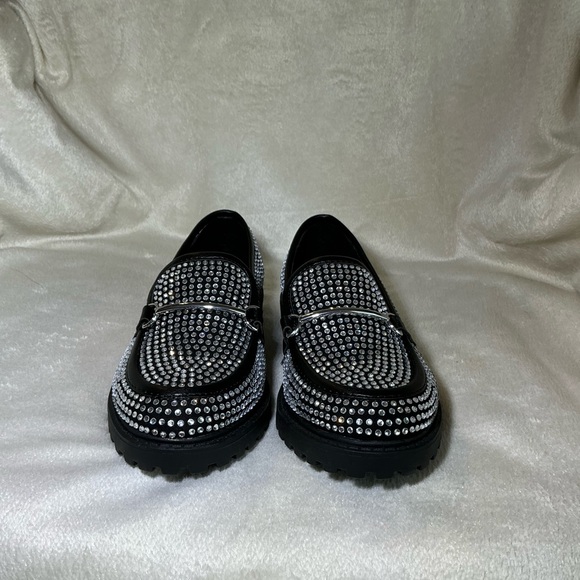 NEW GB Girls “Teigan-Girl” Rhinestone Embellished Lug Sole Loafers NWT - Picture 7 of 10